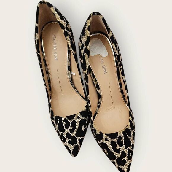 Gianni Bini Leopard Print Black w/Rhinestones Stiletto SZ 9 - Picture 6 of 6